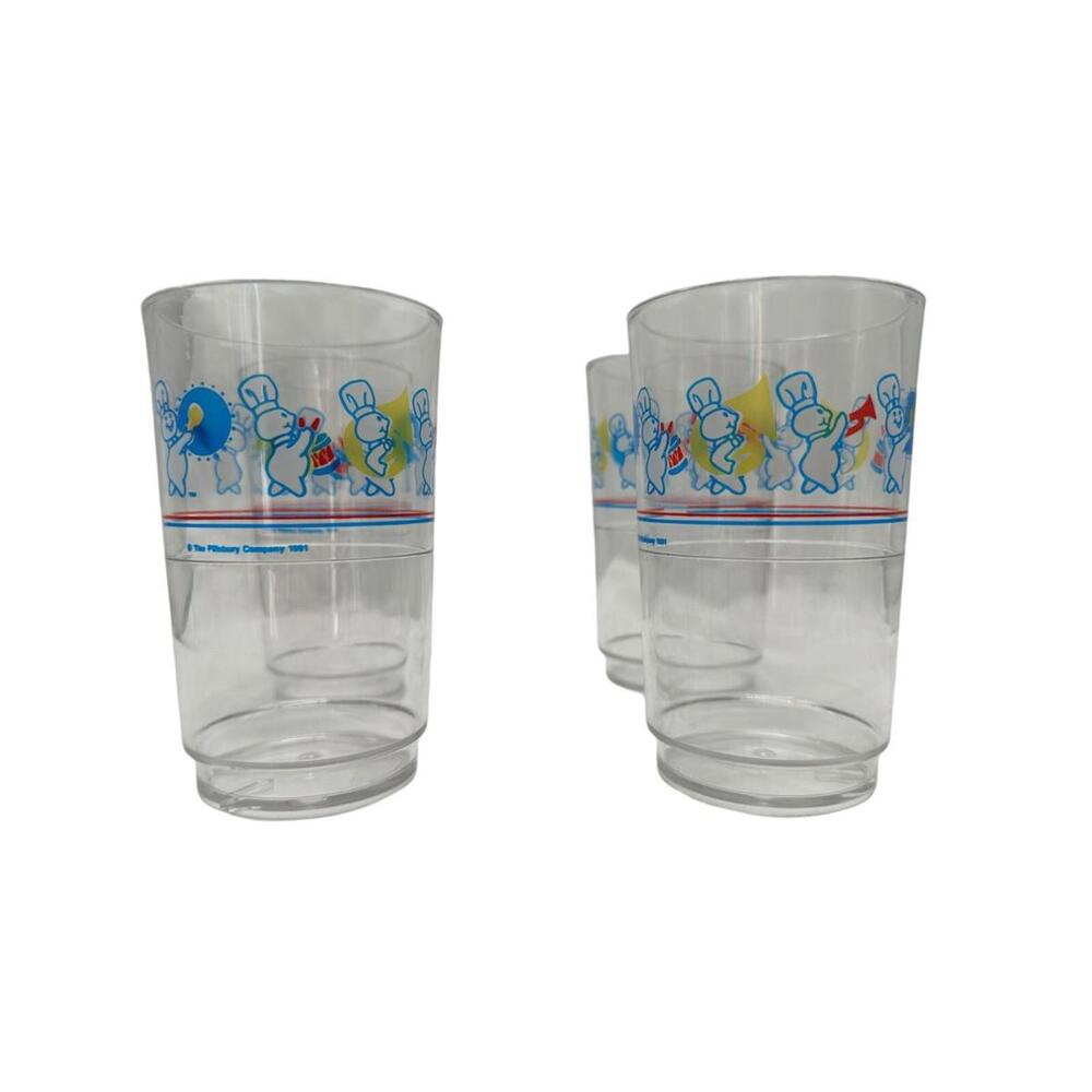 Vintage 1981 Pillsbury Doughboy Plastic Cup Set Dancing Doughboys